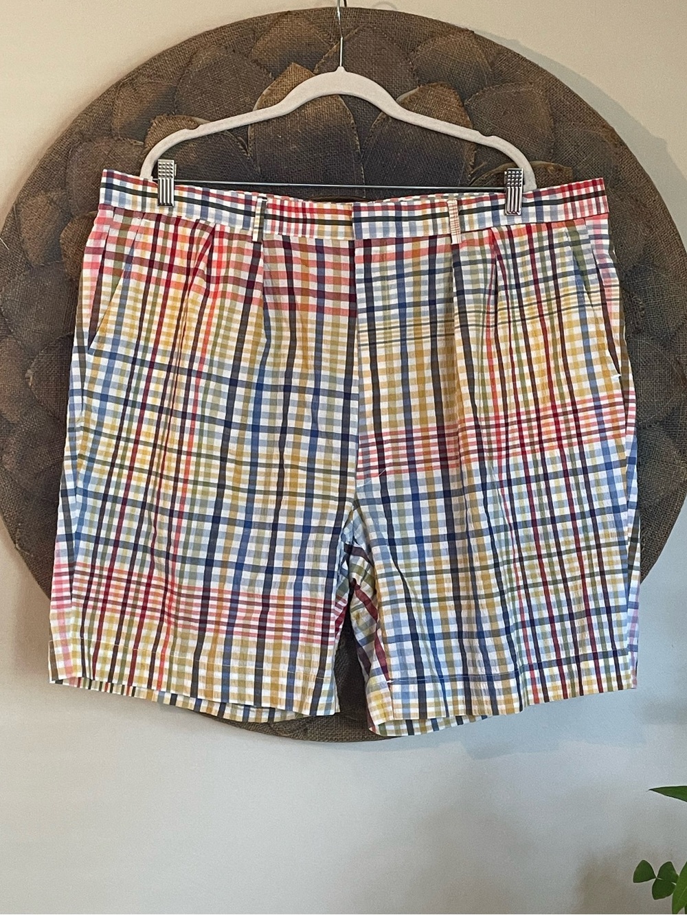 Ben Silver Men's Multicolor Seersucker Plaid Shorts